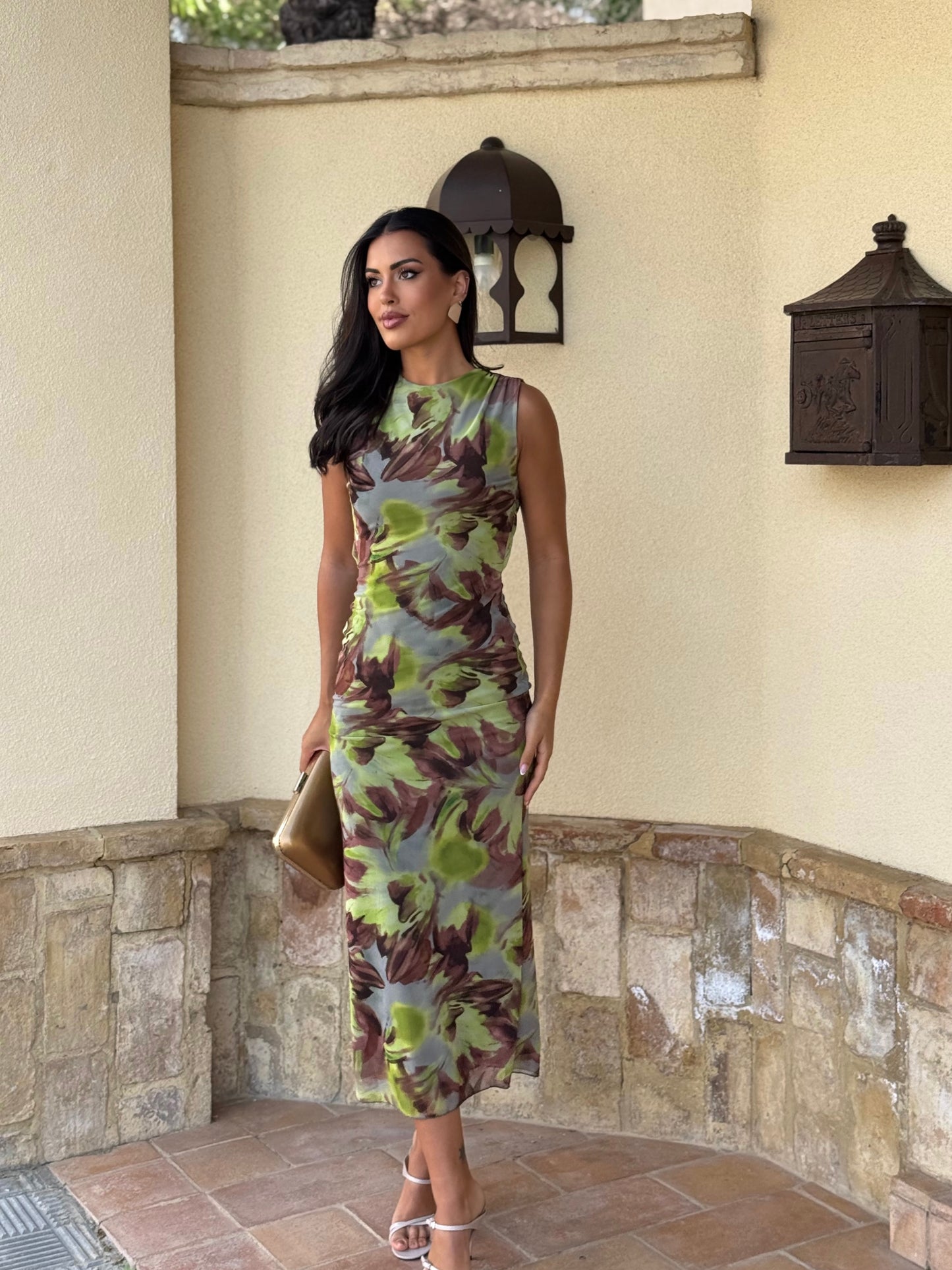 Vestido Topacio Verde y Marrón