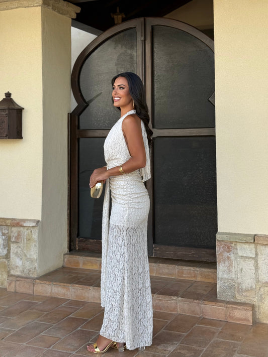 Vestido Velvet Beige