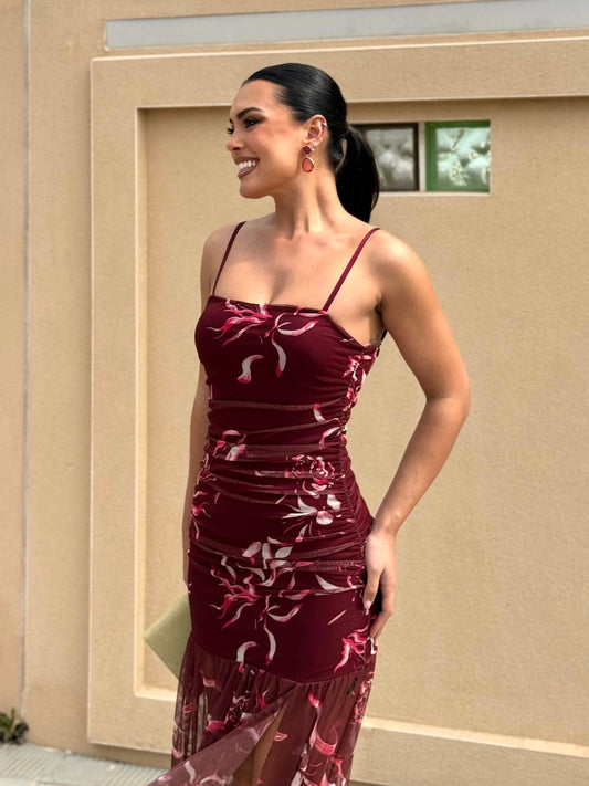 Vestido Azahar Burdeos