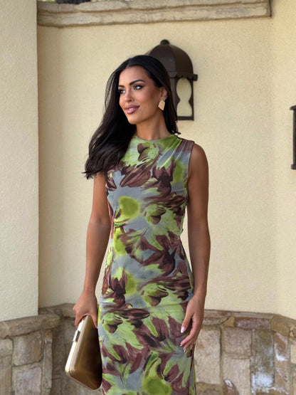 Vestido Topacio Verde y Marrón