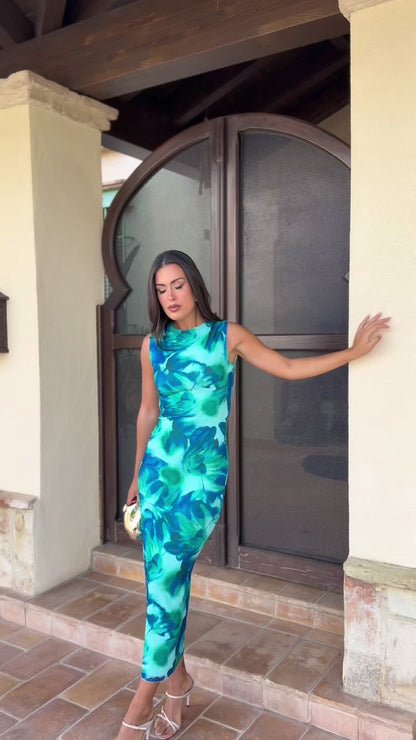 Vestido Topacio Azul y Verde